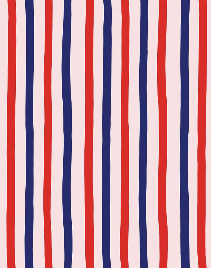 'Stripes' Wallpaper by Clare V. - Red / Shell