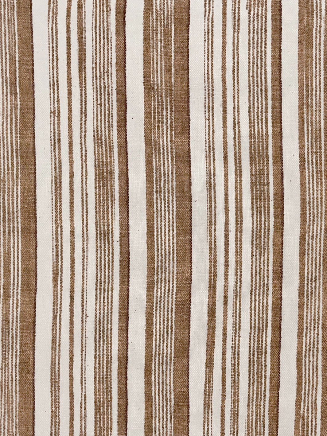 'Stuart Stripe with Brown' Linen Fabric by Nathan Turner - Brown