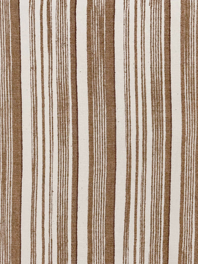 'Stuart Stripe with Brown' Linen Fabric by Nathan Turner - Brown