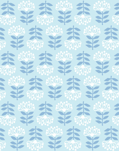 'Stylized Papyrus' Wallpaper by Tea Collection - Pale Blue