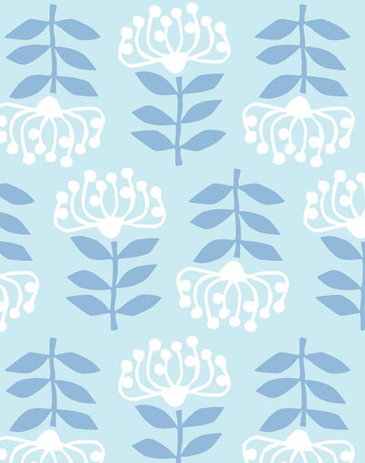 'Stylized Papyrus' Wallpaper by Tea Collection - Pale Blue