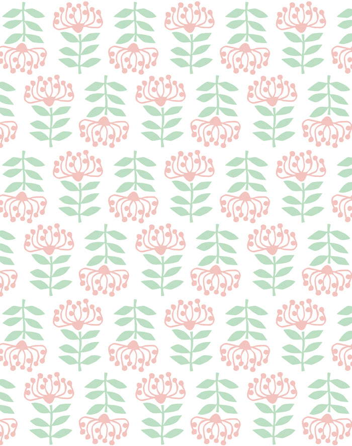 'Stylized Papyrus' Wallpaper by Tea Collection - Pink