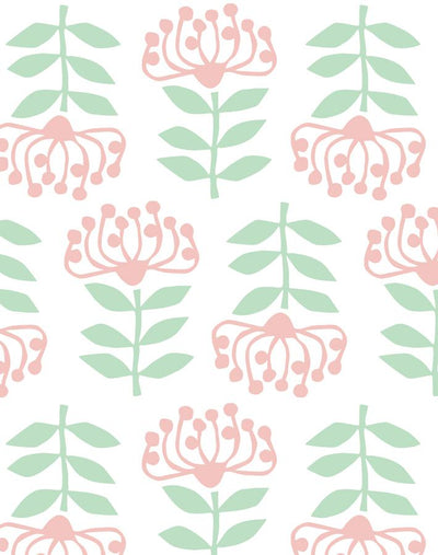 'Stylized Papyrus' Wallpaper by Tea Collection - Pink