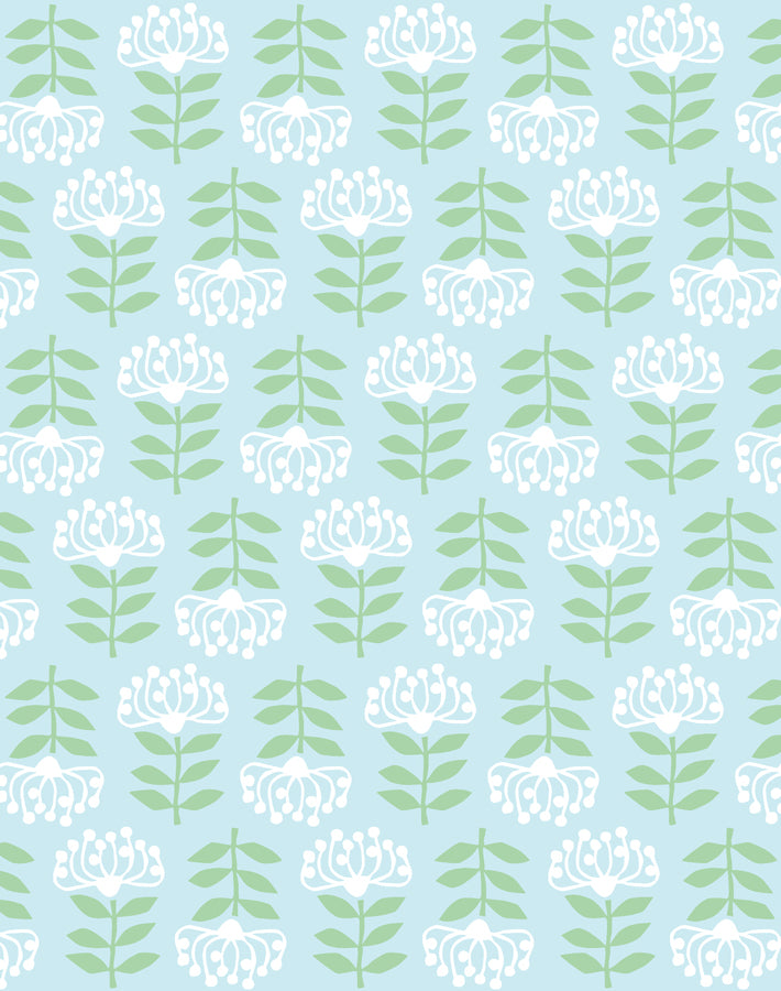 'Stylized Papyrus' Wallpaper by Tea Collection - Sky