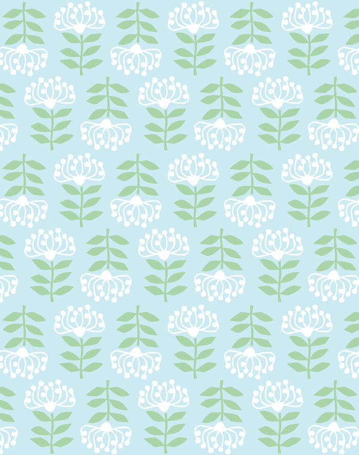'Stylized Papyrus' Wallpaper by Tea Collection - Sky