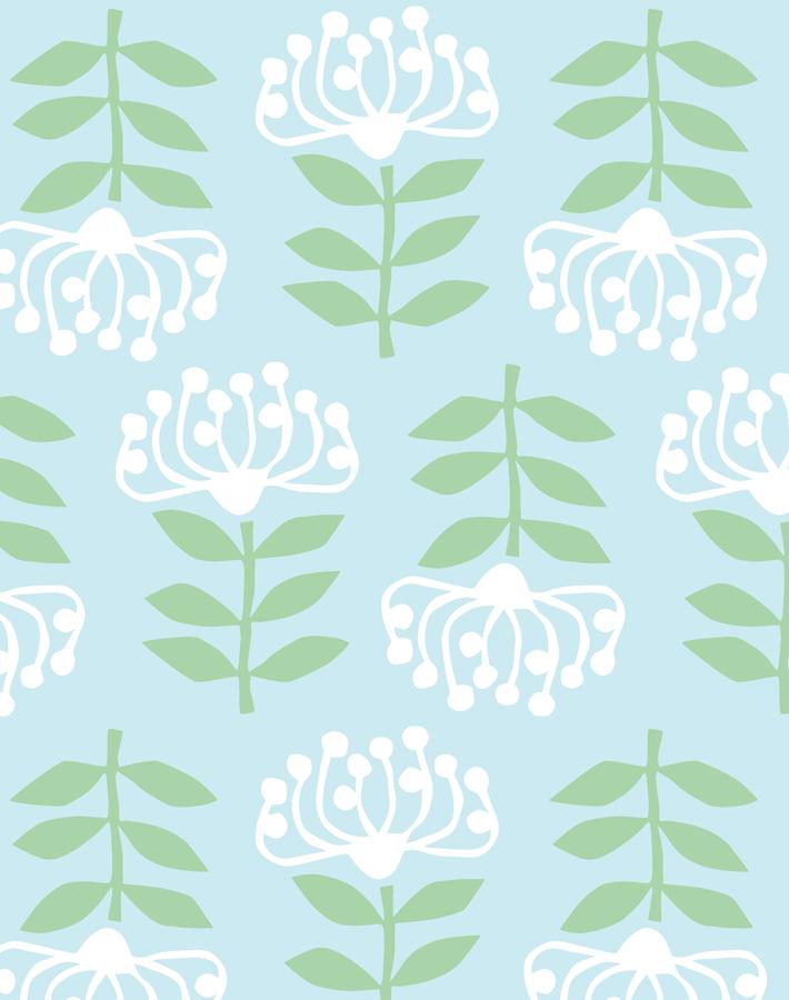 'Stylized Papyrus' Wallpaper by Tea Collection - Sky