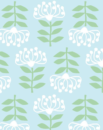 'Stylized Papyrus' Wallpaper by Tea Collection - Sky