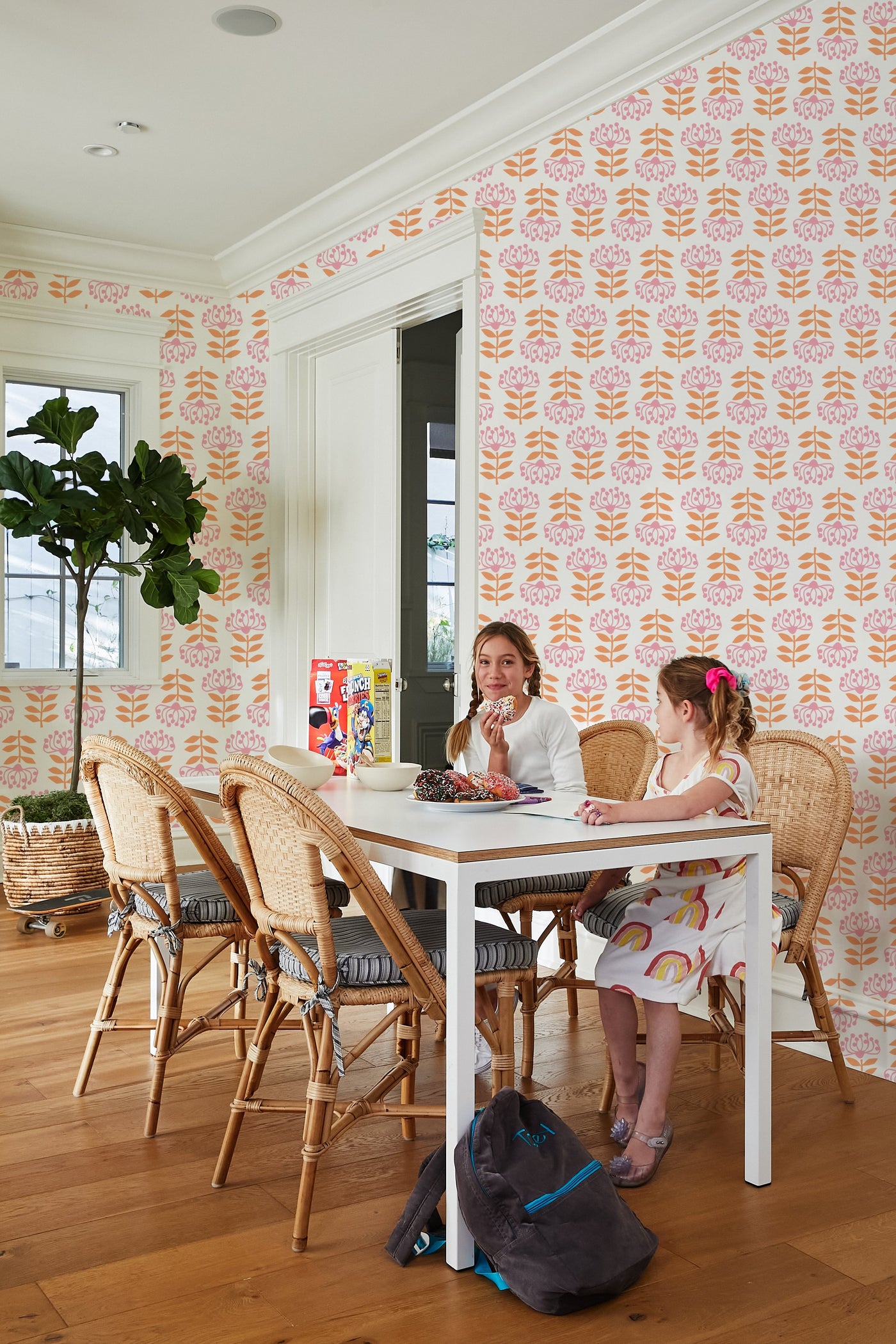 'Stylized Papyrus' Wallpaper by Tea Collection - Creamsicle