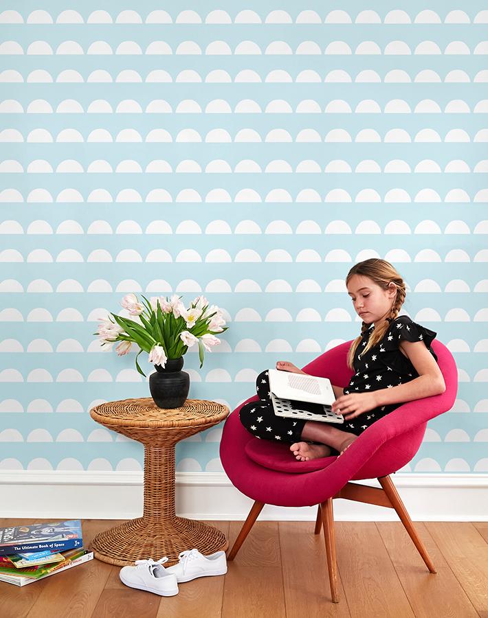 'Sun Tile' Wallpaper by Tea Collection - Pale Blue