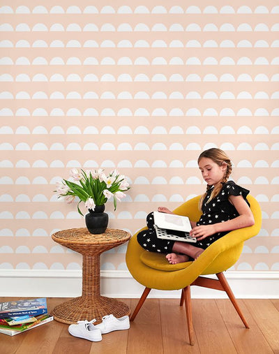 'Sun Tile' Wallpaper by Tea Collection - Peach