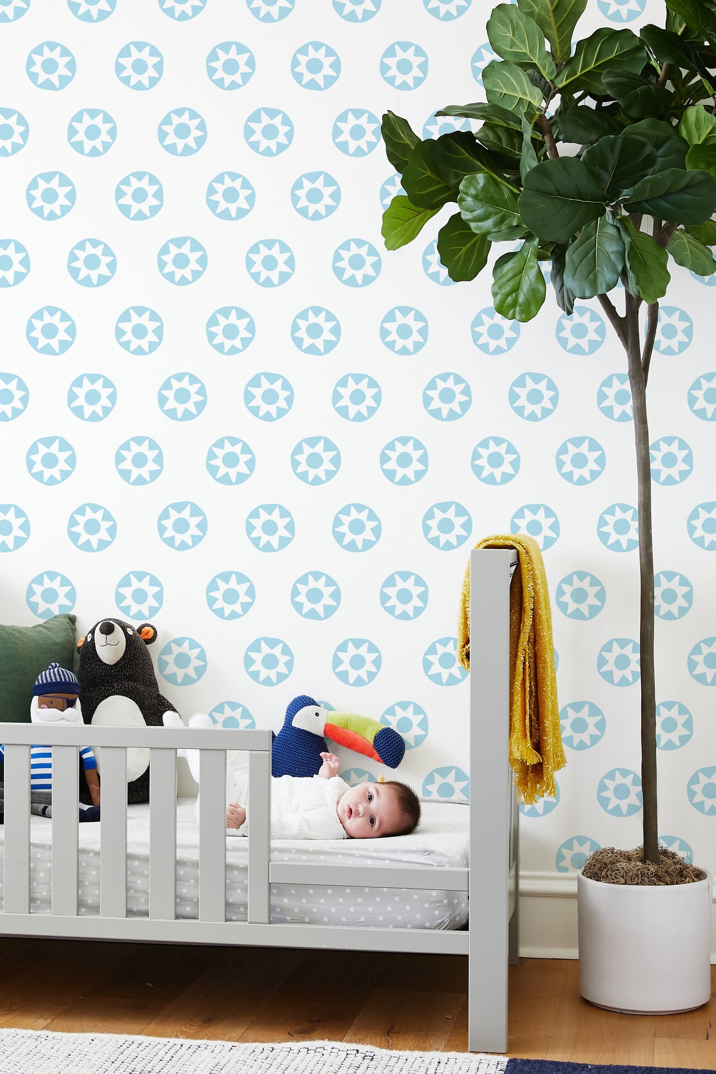 'Sun Dial' Wallpaper by Tea Collection - Baby Blue