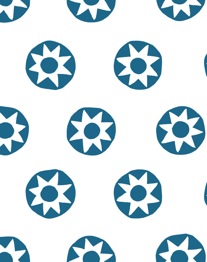 'Sun Dial' Wallpaper by Tea Collection - Cadet Blue