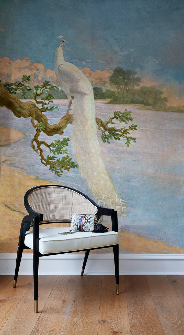 white peacock removable mural