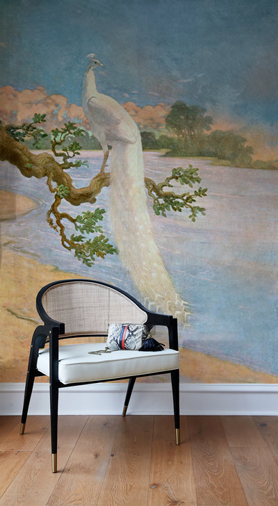 white peacock removable mural