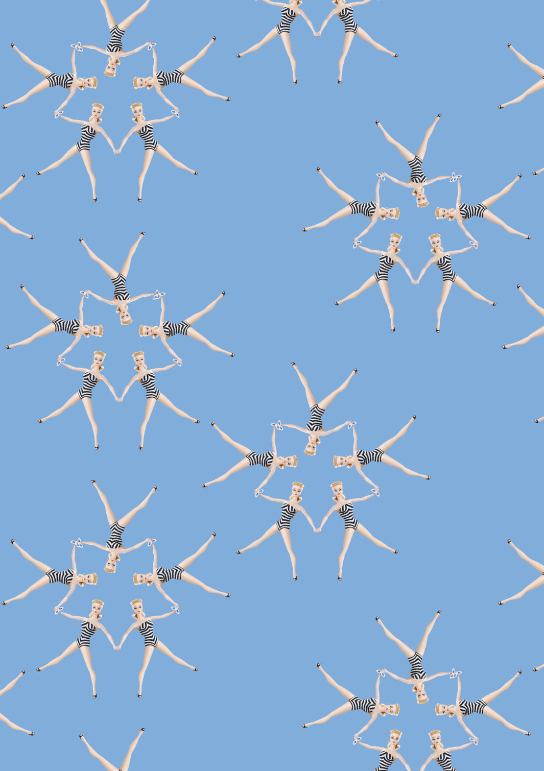 Synchronized Vintage Barbie™ Gift Wrap - Denim