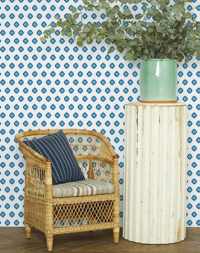 'Tangier Medallion' Wallpaper by Wallshoppe - Blue