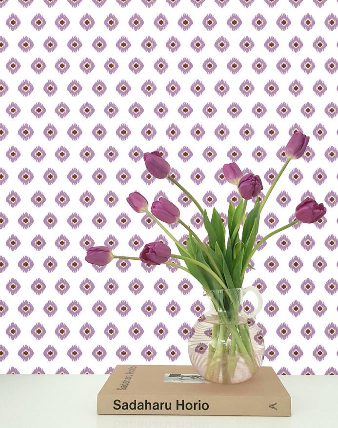 'Tangier Medallion' Wallpaper by Wallshoppe - Plum