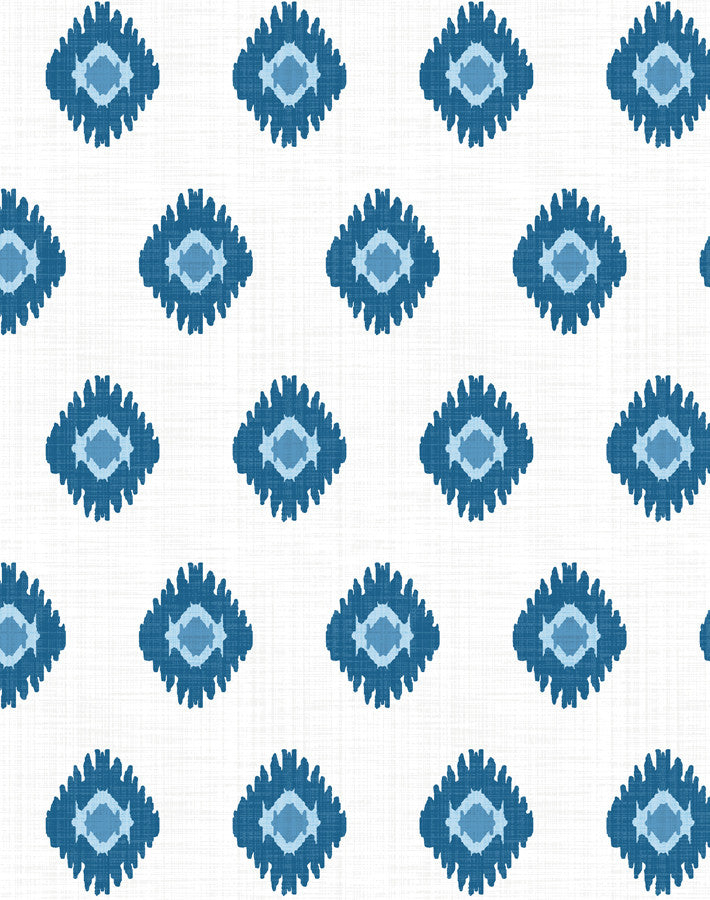 'Tangier Medallion' Wallpaper by Wallshoppe - Blue