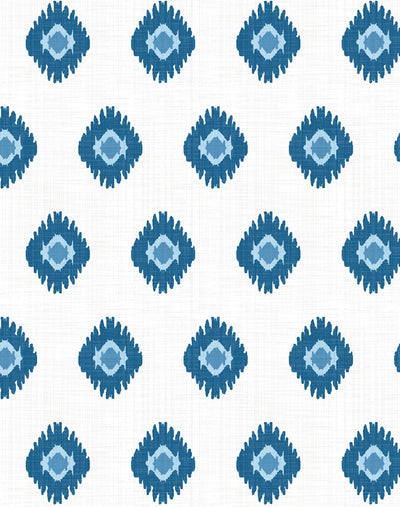 'Tangier Medallion' Wallpaper by Wallshoppe - Blue