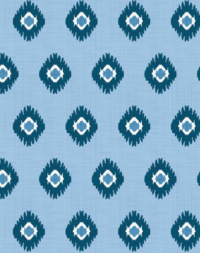 'Tangier Medallion' Wallpaper by Wallshoppe - Cornflower
