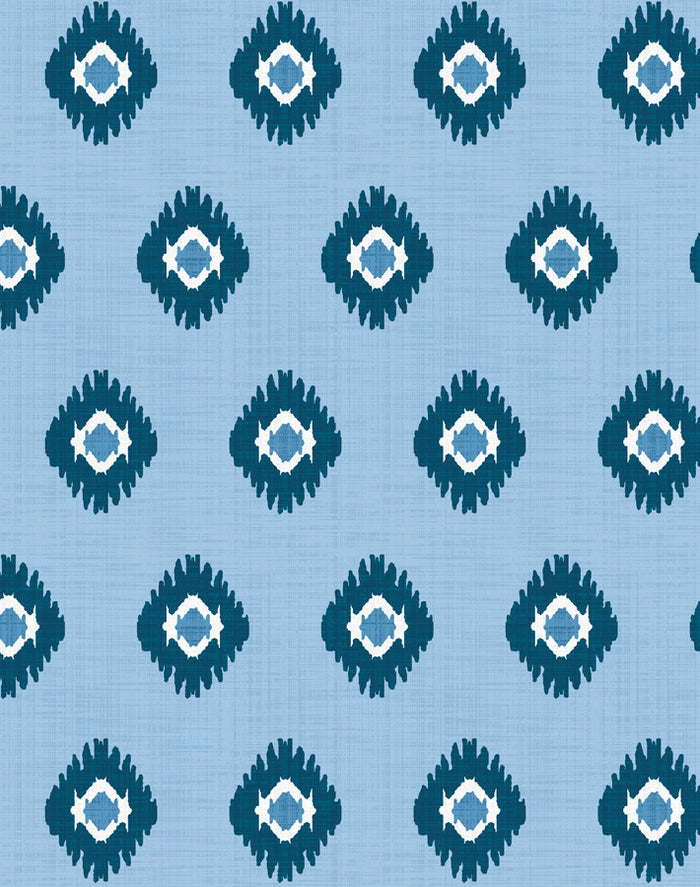 'Tangier Medallion' Wallpaper by Wallshoppe - Cornflower