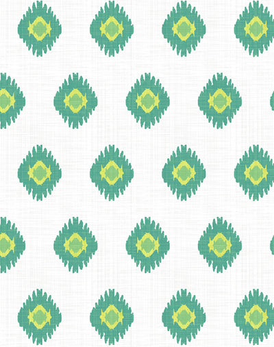 'Tangier Medallion' Wallpaper by Wallshoppe - Green