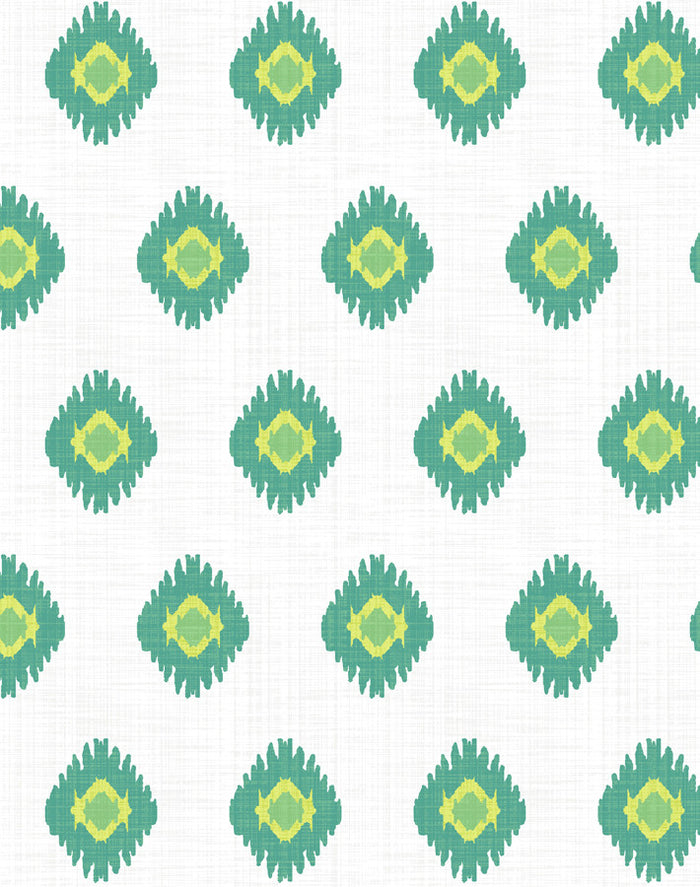 'Tangier Medallion' Wallpaper by Wallshoppe - Green