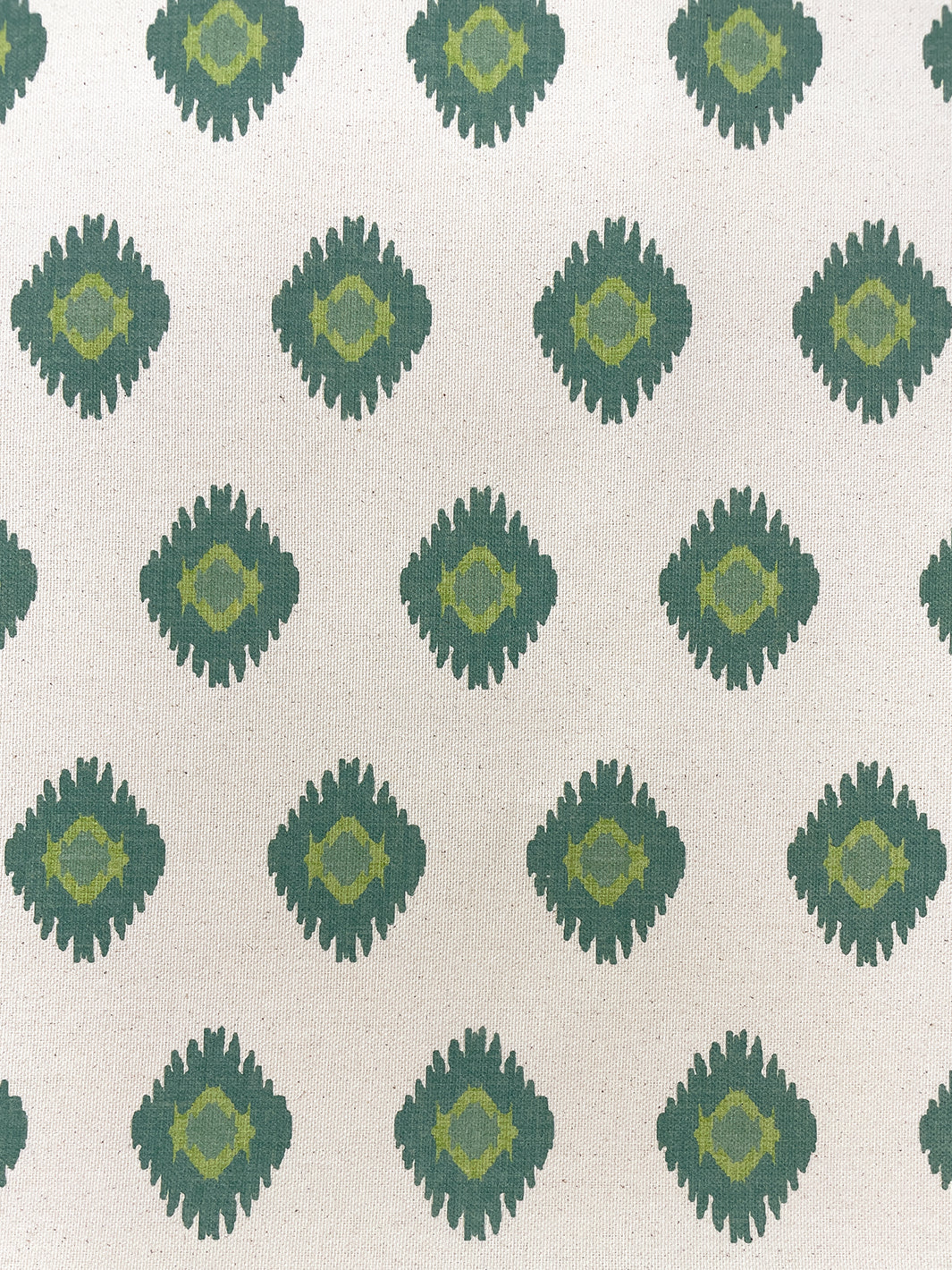 fabric by the yard tangier medallion green on raw canvas