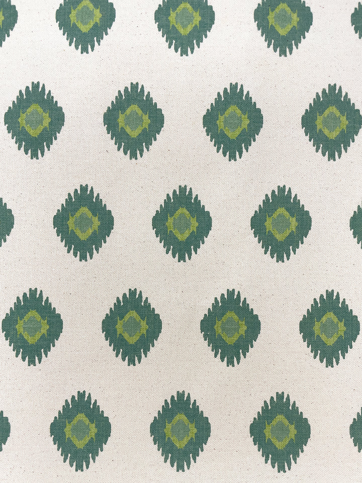fabric by the yard tangier medallion green on raw canvas