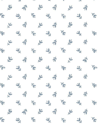 teensy floral french blue on white