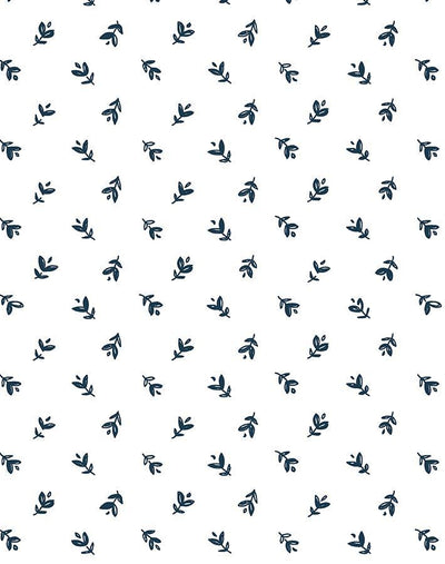 teensy floral navy on white