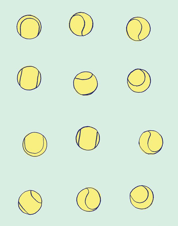 'Tennis Balls' Wallpaper by Clare V. - Mint