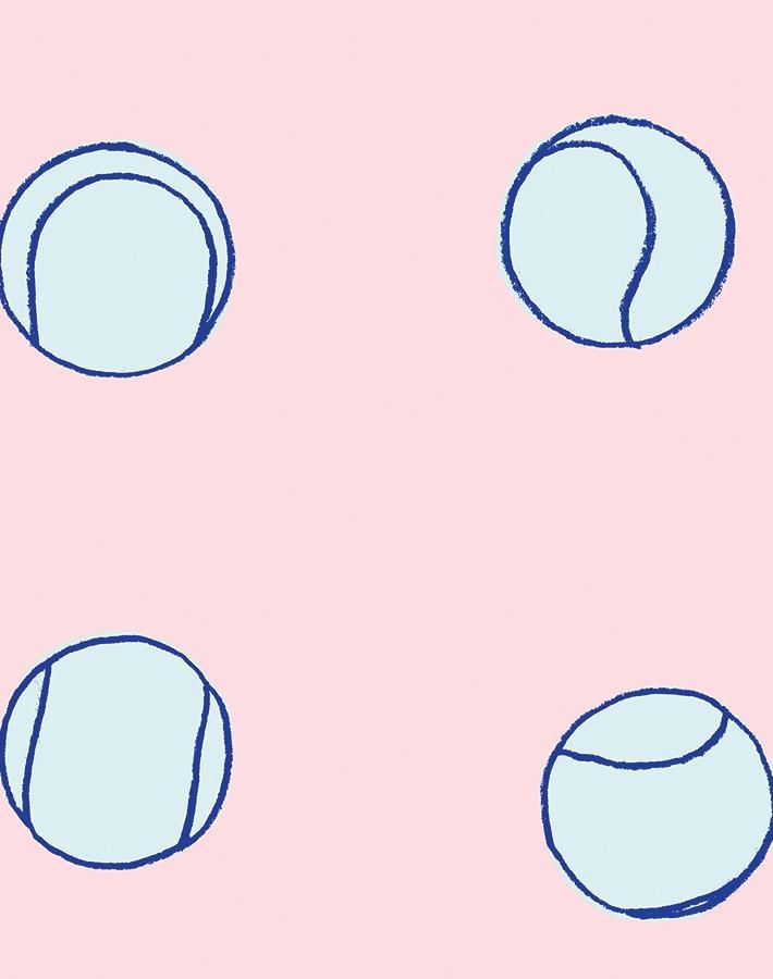 'Tennis Balls' Wallpaper by Clare V. - Pink