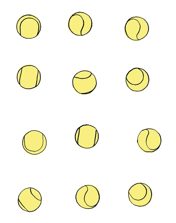 'Tennis Balls' Wallpaper by Clare V. - Yellow