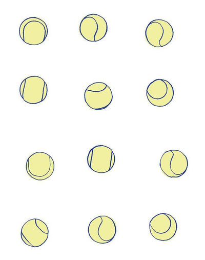 'Tennis Balls' Wallpaper by Clare V. - Navy Lemon