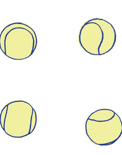 'Tennis Balls' Wallpaper by Clare V. - Navy Lemon