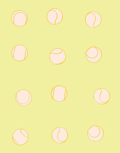 'Tennis Balls' Wallpaper by Clare V. - Lemon