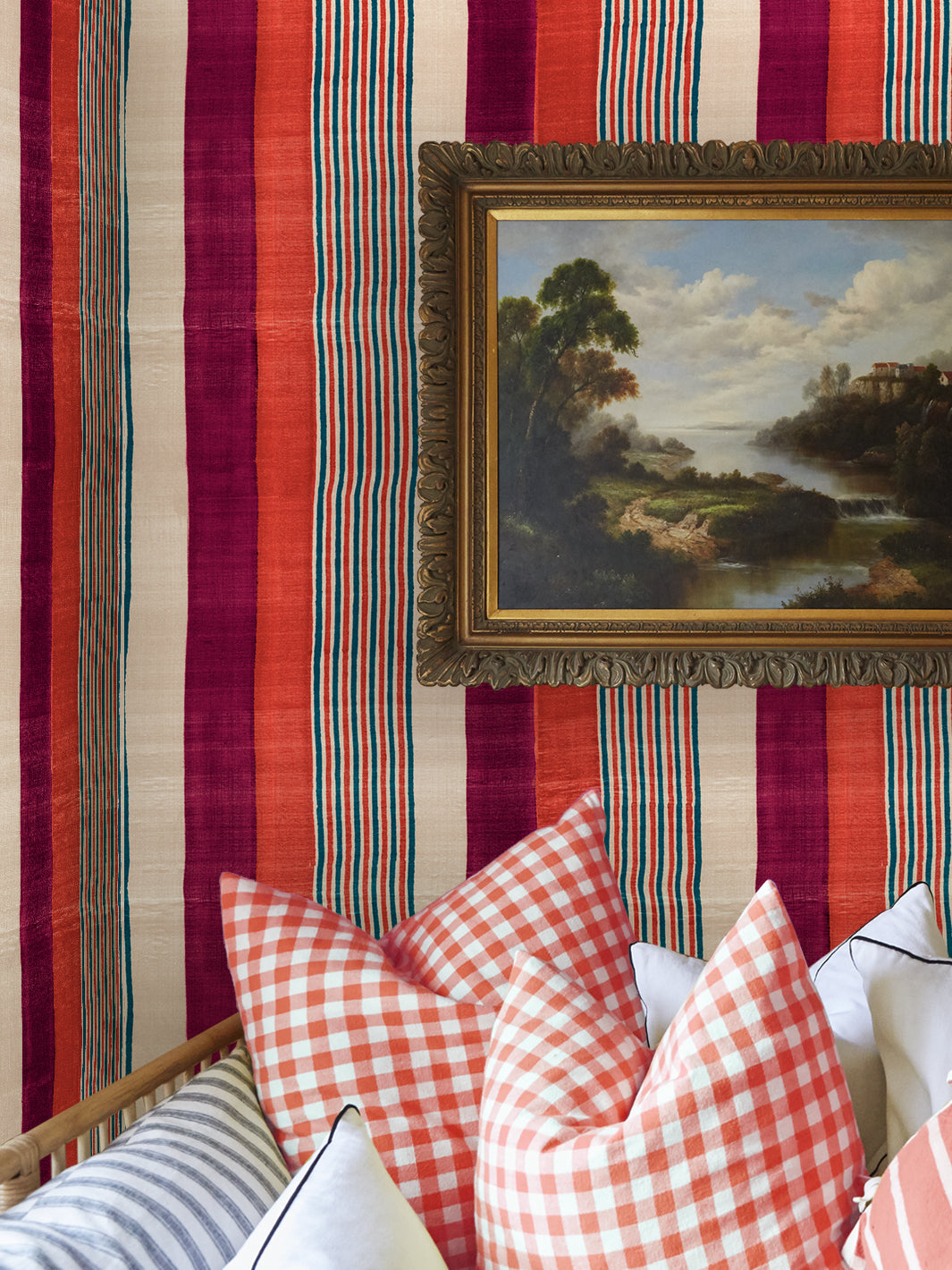 tent stripe large wallpaper chris benz magenta red