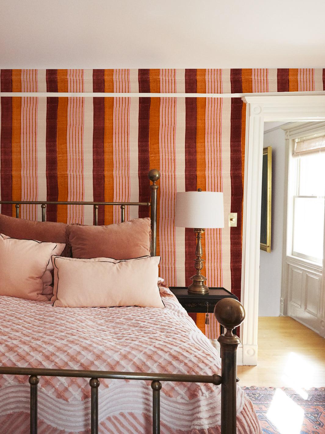 'Tent Stripe Large' Wallpaper by Chris Benz - Rust Terracotta Pink