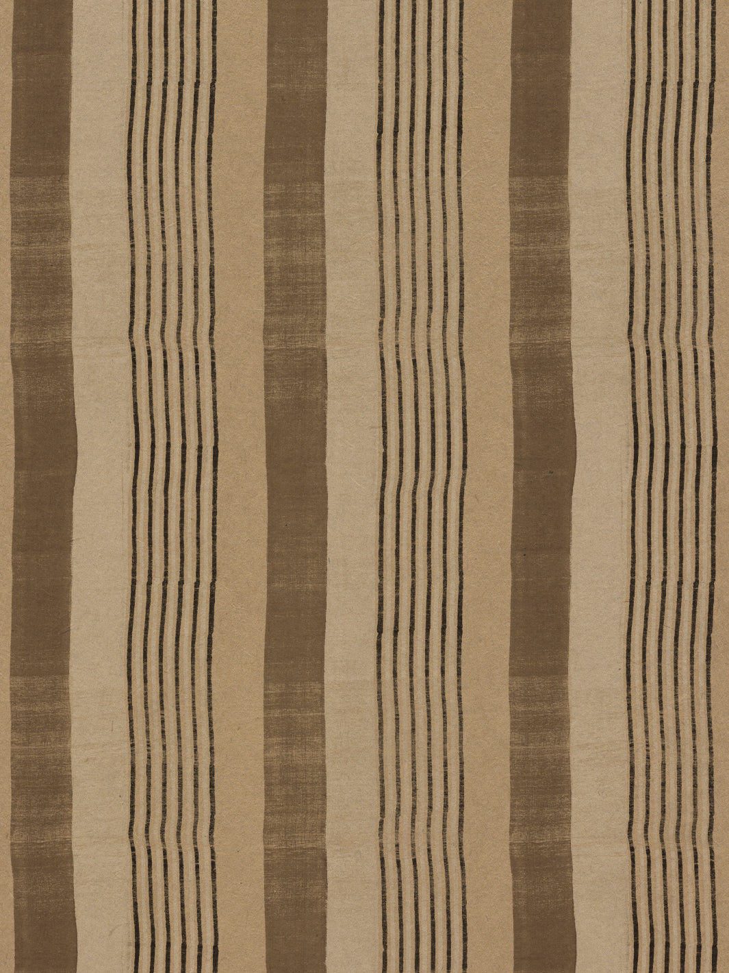 'Tent Stripe Large' Kraft Wallpaper by Chris Benz - Brown + Black