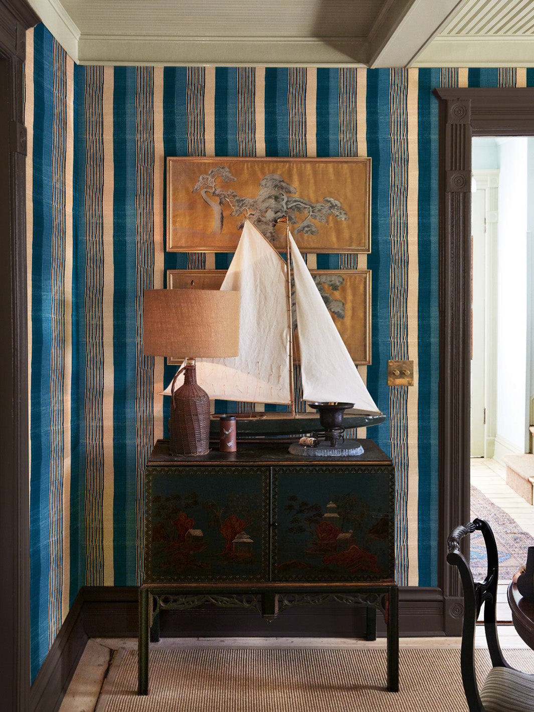 tent stripe small wallpaper chris benz blues