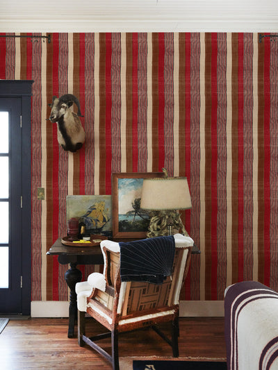 'Tent Stripe Small' Wallpaper by Chris Benz - Brown Red