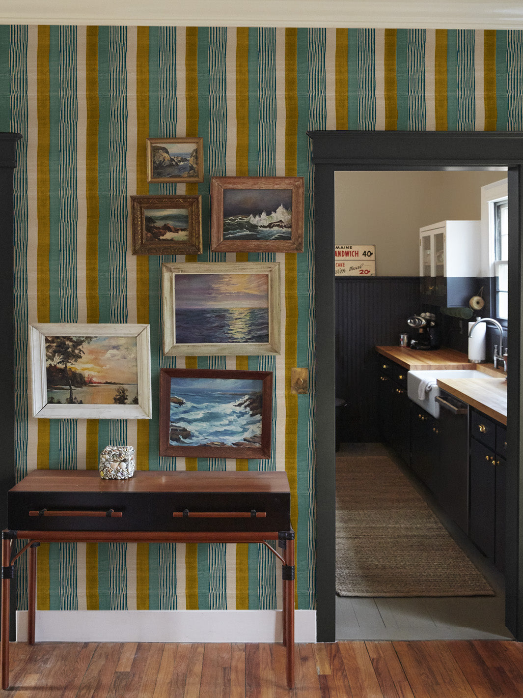 tent stripe small wallpaper chris benz mustard