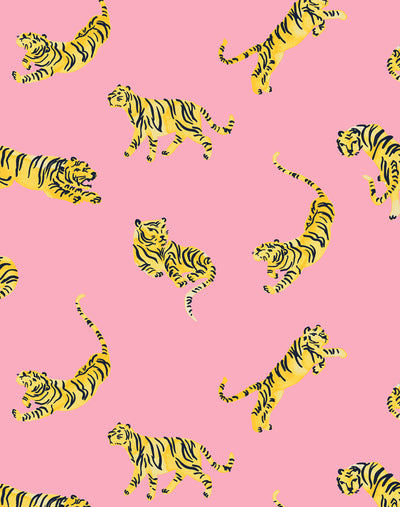 'Tigers' Wallpaper by Tea Collection - Bubblegum
