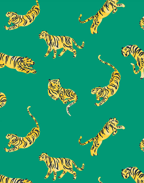 Tigers' Wallpaper by Tea Collection - Emerald