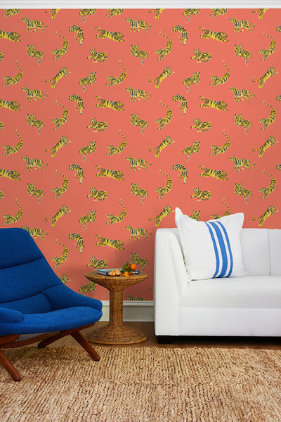 'Tigers' Wallpaper by Tea Collection - Watermelon
