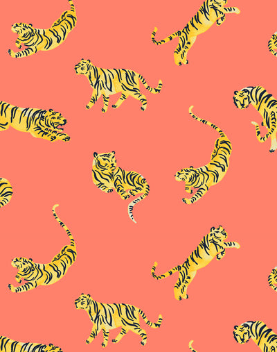 'Tigers' Wallpaper by Tea Collection - Watermelon