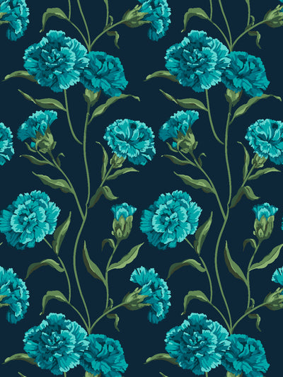 'Townhouse Mural' Wallpaper by Sarah Jessica Parker - Peacock on Deep Navy