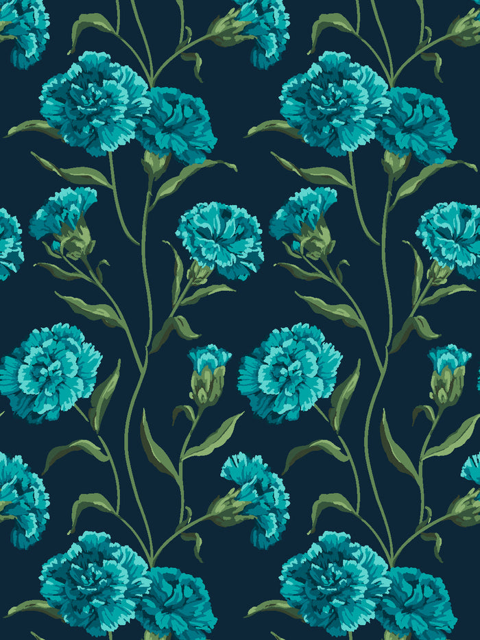 'Townhouse' Mural Wallpaper by Sarah Jessica Parker - Peacock on Deep Navy
