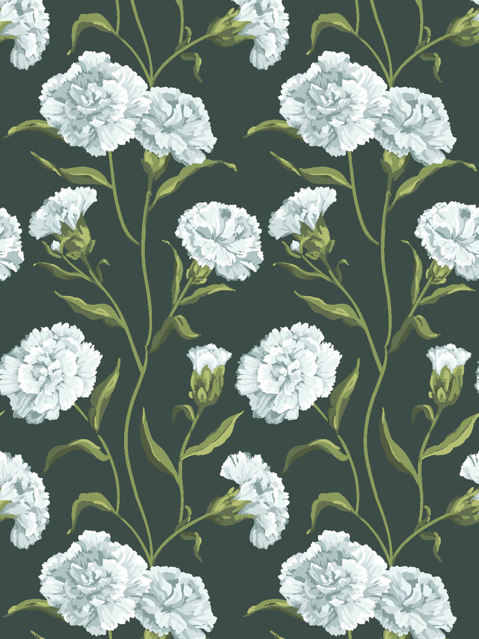 'Townhouse' Mural Wallpaper by Sarah Jessica Parker - Silver on Deep Juniper